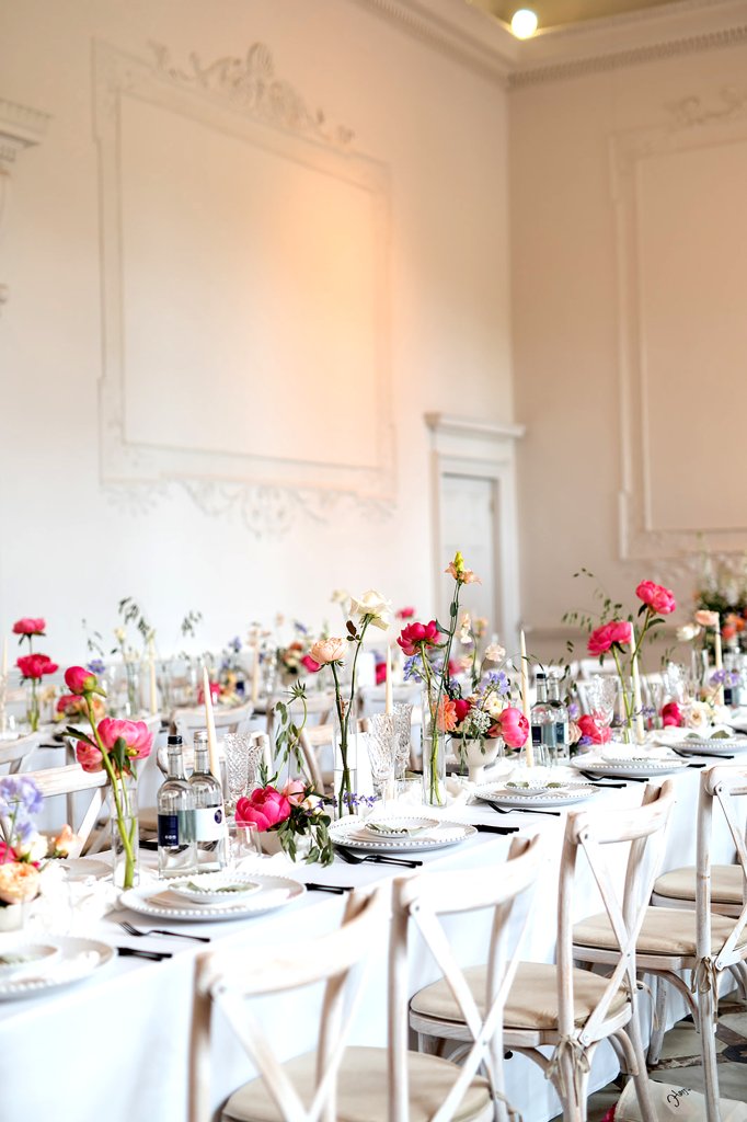 Pink and white wedding theme